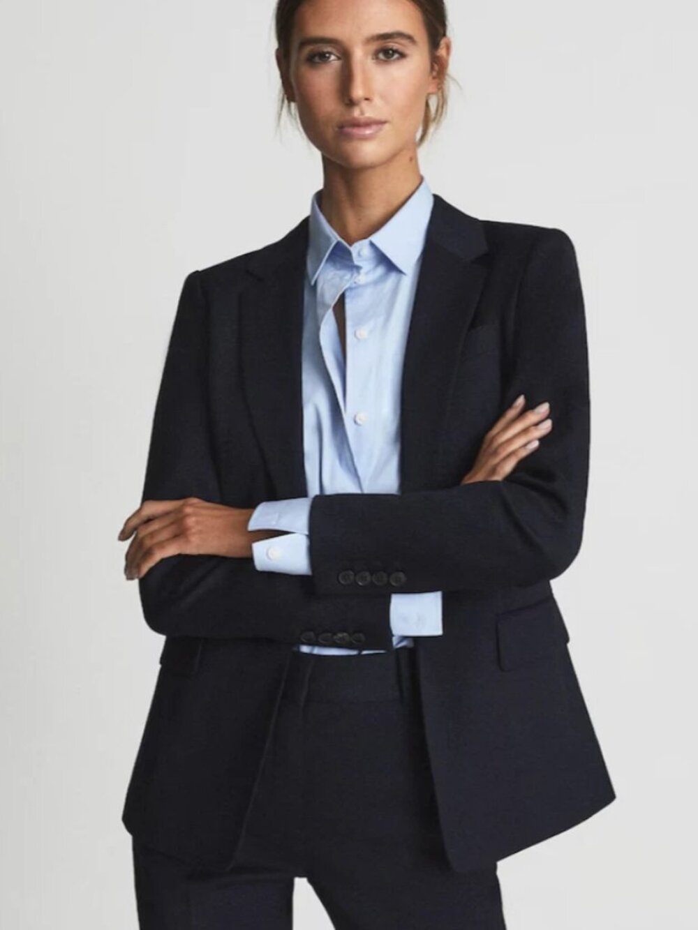 REISS Hayes Wool Blend Slim Fit Blazer Navy Blue Size US 6 / UK 10 NWT